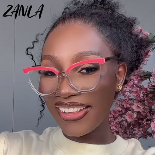 Popular Women's Reading Glasses 2023 New Fashion Pink Half Frame Cat Eye Glasses TR90 Anti Blue Light Blocking Computer Eyewear