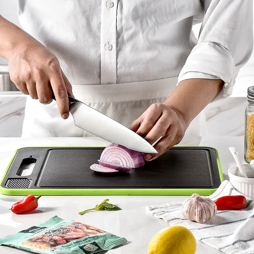 Hot Selling 4 in 1 Thawing Plate With Chopping Board Spice Grater and Knife Sharpener Aluminum Defrosting Plate Cutting Board
