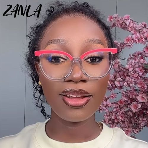 Popular Women's Reading Glasses 2023 New Fashion Pink Half Frame Cat Eye Glasses TR90 Anti Blue Light Blocking Computer Eyewear