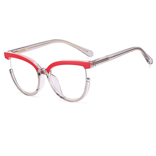 Popular Women's Reading Glasses 2023 New Fashion Pink Half Frame Cat Eye Glasses TR90 Anti Blue Light Blocking Computer Eyewear