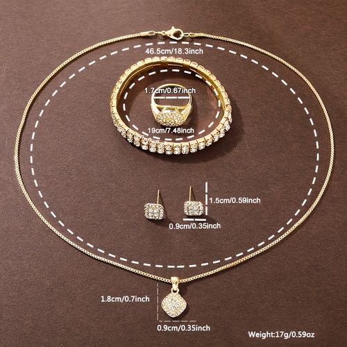 New fashion ladies watch set - advanced personalized diamond-set small square watch + rhinestone jewelry