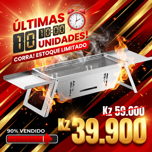 🇦🇴 OFERTA LUANDA!🔥 — Churrasqueira Dobrável em Aço Inoxidável! — 🥩 Perfeita para Carne e Frango! — 🌳 Ideal para Família e Amigos!— Ideal para Jardim e Praia! — 🔥 Fácil de Montar e Transportar! — 🚚 Entrega Grátis + COD!