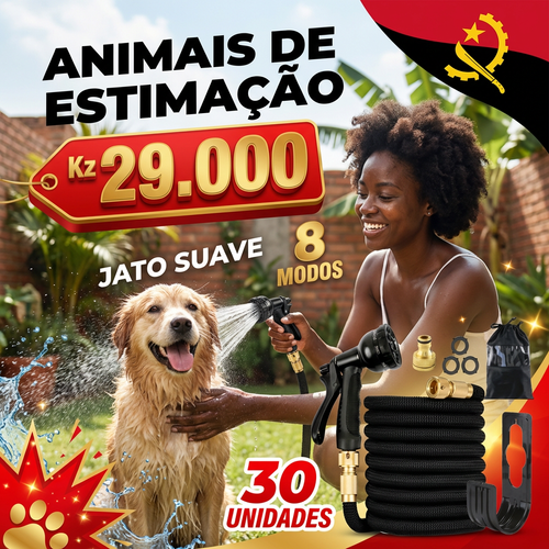🇦🇴💦 OFERTA LUANDA!  — Pistola de Alta Pressão! — 🚿Estica Automaticamente 3x! 💪 Perfeita para Lavar Carro 🚗 e Regar Jardim 🏡 — Forte e Compacta! ✨