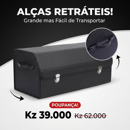 🇦🇴🔥 Luanda 🚘✨ Caixa Organizadora para Porta-Malas 💼 Grande Capacidade 📦 Dobrável e fácil guardar 💎 Couro elegante 🚘 Mantém carro sempre limpo