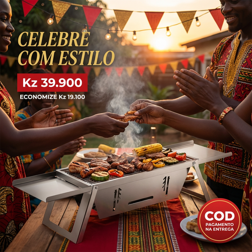 🇦🇴 OFERTA LUANDA!🔥 — Churrasqueira Dobrável em Aço Inoxidável! — 🥩 Perfeita para Carne e Frango! — 🌳 Ideal para Família e Amigos!— Ideal para Jardim e Praia! — 🔥 Fácil de Montar e Transportar! — 🚚 Entrega Grátis + COD!