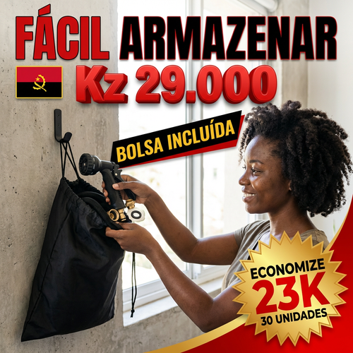 🇦🇴💦 OFERTA LUANDA!  — Pistola de Alta Pressão! — 🚿Estica Automaticamente 3x! 💪 Perfeita para Lavar Carro 🚗 e Regar Jardim 🏡 — Forte e Compacta! ✨