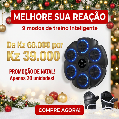 🥊🔥Luanda 🏋️‍♂️🏠Alvo de Boxe Suspenso Inteligente 🎧 Bluetooth + Ritmo Musical + Luz LED RGB👊🎶