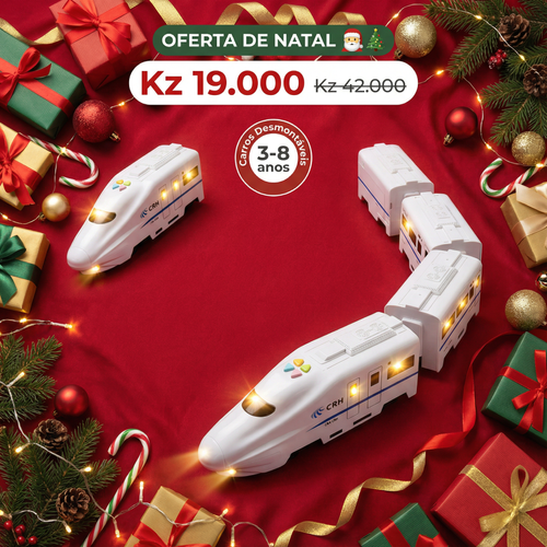 🎄 Luanda🎁 Brinquedo de Trem Elétrico Realista🚄 –Presente ideal para crianças curiosas!🎁