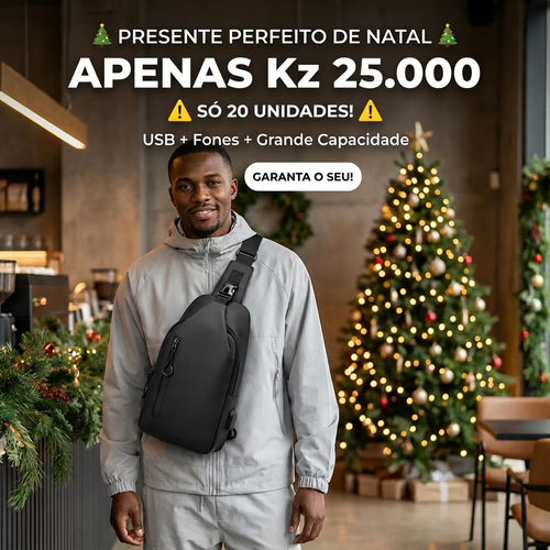 🔥🇦🇴Bolsa Masculina Mais Vendida em Luanda— 💼 Bolsa Masculina Estilosa com USB — ⚡Uso Diário — 💥Preço Especial 25.000 Kz — 🚫🔥 Últimas 30 Unidades
