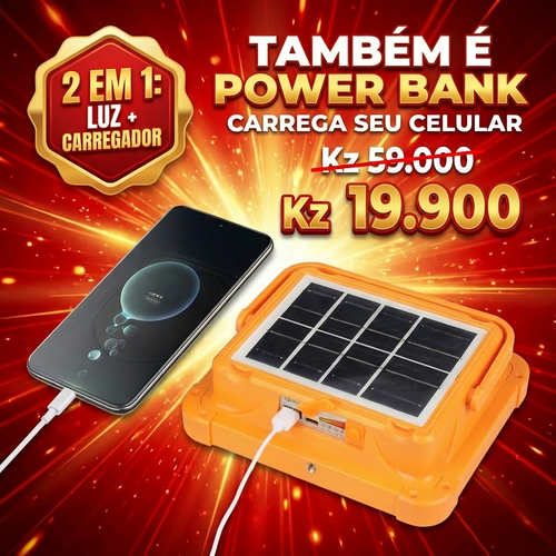 🔥Luanda💡 Lâmpada Solar LED Super Resistente 🌞♻️Recarregável sem Eletricidade💡✨ Iluminação Ultra Forte 🔦⚡ Longa Duração 🔋🌙  Ideal para Casa 🏠, Emergência 🚨, Barraca Noturna 🛍️🌃 e Camping ⛺⭐ em Luanda 📍🚚 Portátil 🎒, Econômica 💰 e Fácil de Usar 👍😊