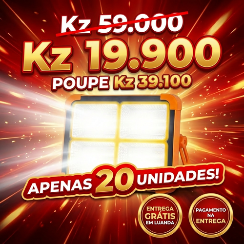 🔥Luanda💡 Lâmpada Solar LED Super Resistente 🌞♻️Recarregável sem Eletricidade💡✨ Iluminação Ultra Forte 🔦⚡ Longa Duração 🔋🌙  Ideal para Casa 🏠, Emergência 🚨, Barraca Noturna 🛍️🌃 e Camping ⛺⭐ em Luanda 📍🚚 Portátil 🎒, Econômica 💰 e Fácil de Usar 👍😊