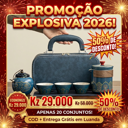 🔥🇦🇴Luanda 🍵✨ Conjunto Chá Portátil 🎒 Uma chaleira + 4 copos ☕ Cerâmica azul com dourado 💎 Estilo luxo leve 💼 Ideal para viagem, carro e escritório 🎁 Presente elegante🎁Ótimo presente