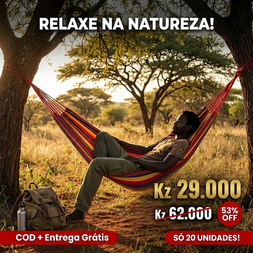 🇦🇴🌈 OFERTA LUANDA! 🌈— 🌴 Rede Portátil para Exterior —🛏️☀️ Descanso Perfeito em Qualquer Lugar  — Super Confortável 😌 — Forte e Resistente 💪 — Ideal para Camping 🏕️ Jardim 🌿 e Descanso Diário 🌞