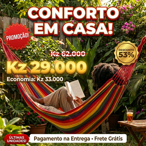 🇦🇴🌈 OFERTA LUANDA! 🌈— 🌴 Rede Portátil para Exterior —🛏️☀️ Descanso Perfeito em Qualquer Lugar  — Super Confortável 😌 — Forte e Resistente 💪 — Ideal para Camping 🏕️ Jardim 🌿 e Descanso Diário 🌞