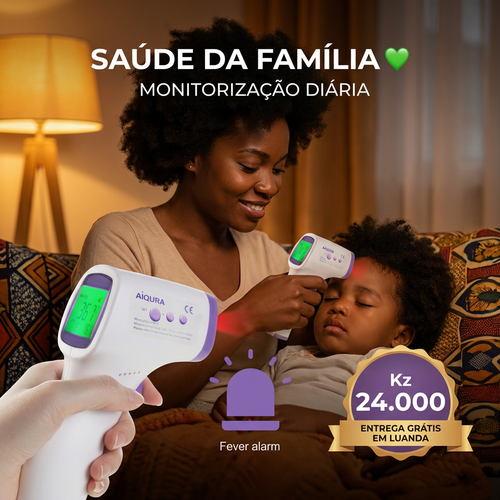 🇦🇴🔥 Luanda 🌡️ Termómetro Digital Sem Contacto ⚡ Mede a temperatura em 1 segundo 😷 Sem tocar no corpo 👶👨 Seguro para crianças e adultos 🏠 Essencial para toda a família 💡 Rápido, preciso e fácil de usar
