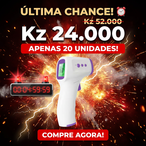 🇦🇴🔥 Luanda 🌡️ Termómetro Digital Sem Contacto ⚡ Mede a temperatura em 1 segundo 😷 Sem tocar no corpo 👶👨 Seguro para crianças e adultos 🏠 Essencial para toda a família 💡 Rápido, preciso e fácil de usar