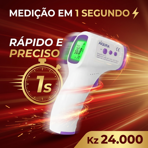 🇦🇴🔥 Luanda 🌡️ Termómetro Digital Sem Contacto ⚡ Mede a temperatura em 1 segundo 😷 Sem tocar no corpo 👶👨 Seguro para crianças e adultos 🏠 Essencial para toda a família 💡 Rápido, preciso e fácil de usar
