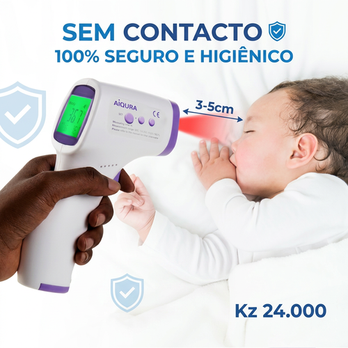 🇦🇴🔥 Luanda 🌡️ Termómetro Digital Sem Contacto ⚡ Mede a temperatura em 1 segundo 😷 Sem tocar no corpo 👶👨 Seguro para crianças e adultos 🏠 Essencial para toda a família 💡 Rápido, preciso e fácil de usar