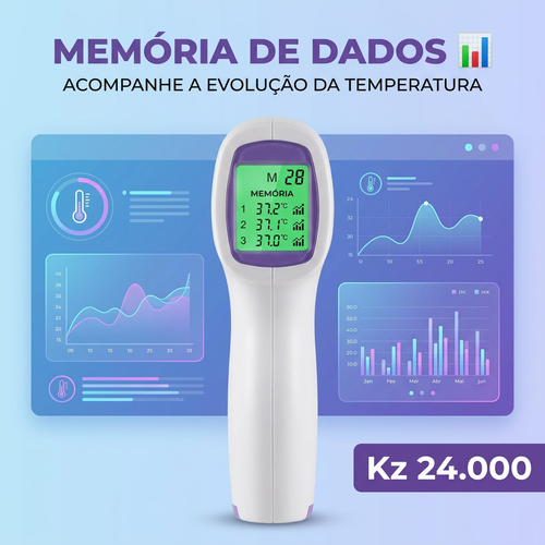 🇦🇴🔥 Luanda 🌡️ Termómetro Digital Sem Contacto ⚡ Mede a temperatura em 1 segundo 😷 Sem tocar no corpo 👶👨 Seguro para crianças e adultos 🏠 Essencial para toda a família 💡 Rápido, preciso e fácil de usar