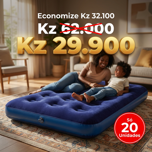 🔥🇦🇴 Luanda 🛏️ Cama de Ar Portátil Premium ✨☁️ Adeus chão duro e frio ✨ 100% Anti-humidade 🌧️ Ideal para casa, sesta e lazer 💖 Super macio e durável 💨 Enche muito rápido 🎒 Ideal para viagem e descanso diário 🌿✨🛏️ Durma nas nuvens todas as noites ✨