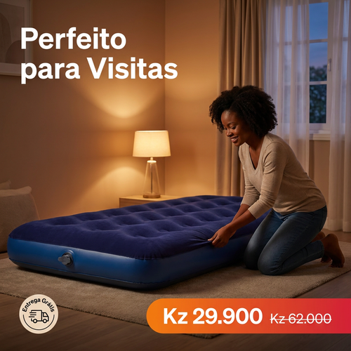 🔥🇦🇴 Luanda 🛏️ Cama de Ar Portátil Premium ✨☁️ Adeus chão duro e frio ✨ 100% Anti-humidade 🌧️ Ideal para casa, sesta e lazer 💖 Super macio e durável 💨 Enche muito rápido 🎒 Ideal para viagem e descanso diário 🌿✨🛏️ Durma nas nuvens todas as noites ✨