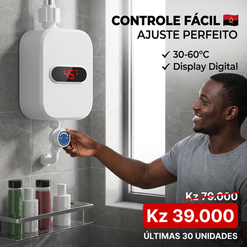 🇦🇴🔥 Luanda | Mini Aquecedor Elétrico Instantâneo🏠🚿 — Banho Quente Rápido 🚿 — Ideal para Casa e Apartamento 🏢 — Instalação Simples 🔧— Sem Reservatório ❌ — Poupa Energia ⚡💰