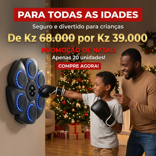🥊🔥Luanda 🏋️‍♂️🏠Alvo de Boxe Suspenso Inteligente 🎧 Bluetooth + Ritmo Musical + Luz LED RGB👊🎶
