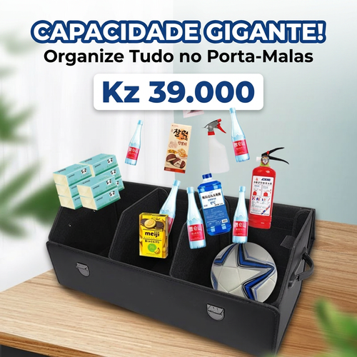 🇦🇴🔥 Luanda 🚘✨ Caixa Organizadora para Porta-Malas 💼 Grande Capacidade 📦 Dobrável e fácil guardar 💎 Couro elegante 🚘 Mantém carro sempre limpo
