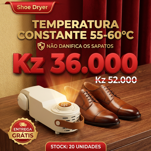 🇦🇴👟PROMOÇÃO ESPECIAL OFERTA LUANDA!—👟 Secador de Sapatos Inteligente!—⏰ Temporizador Digital com Ecrã Tátil!—💨 CHEGA DE SAPATOS MOLHADOS!— 🌧️ Perfeito para Chuva e Suor!— 🏠 Ideal para Uso Doméstico! — 🚚 Entrega Grátis em Luanda!