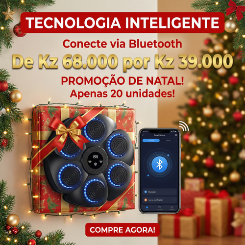 🥊🔥Luanda 🏋️‍♂️🏠Alvo de Boxe Suspenso Inteligente 🎧 Bluetooth + Ritmo Musical + Luz LED RGB👊🎶