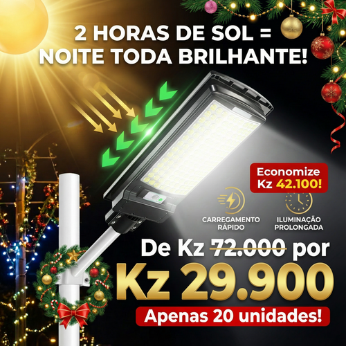 🌞💡Luanda ☀️✨ Lâmpada Solar Integrada Super Brilhante ⚡✨ — Sensor Inteligente 🚶‍♂️📡 e À Prova de Água 🌧️💦 — Carrega de Dia 🔋☀️, Ilumina à Noite 🌙✨