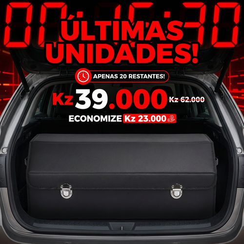 🇦🇴🔥 Luanda 🚘✨ Caixa Organizadora para Porta-Malas 💼 Grande Capacidade 📦 Dobrável e fácil guardar 💎 Couro elegante 🚘 Mantém carro sempre limpo