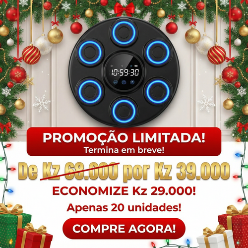 🥊🔥Luanda 🏋️‍♂️🏠Alvo de Boxe Suspenso Inteligente 🎧 Bluetooth + Ritmo Musical + Luz LED RGB👊🎶