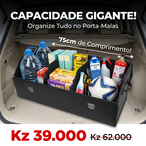 🇦🇴🔥 Luanda 🚘✨ Caixa Organizadora para Porta-Malas 💼 Grande Capacidade 📦 Dobrável e fácil guardar 💎 Couro elegante 🚘 Mantém carro sempre limpo