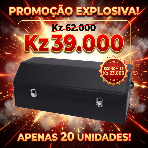 🇦🇴🔥 Luanda 🚘✨ Caixa Organizadora para Porta-Malas 💼 Grande Capacidade 📦 Dobrável e fácil guardar 💎 Couro elegante 🚘 Mantém carro sempre limpo