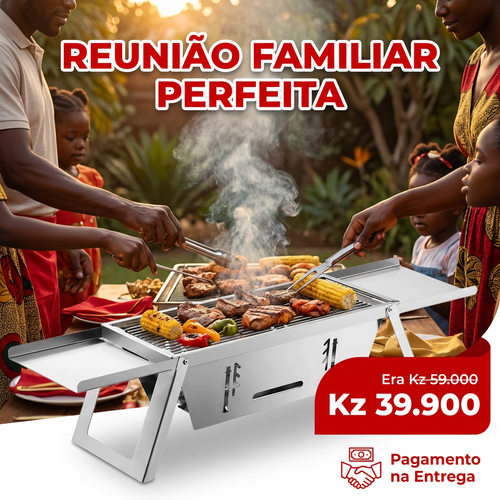 🇦🇴 OFERTA LUANDA!🔥 — Churrasqueira Dobrável em Aço Inoxidável! — 🥩 Perfeita para Carne e Frango! — 🌳 Ideal para Família e Amigos!— Ideal para Jardim e Praia! — 🔥 Fácil de Montar e Transportar! — 🚚 Entrega Grátis + COD!