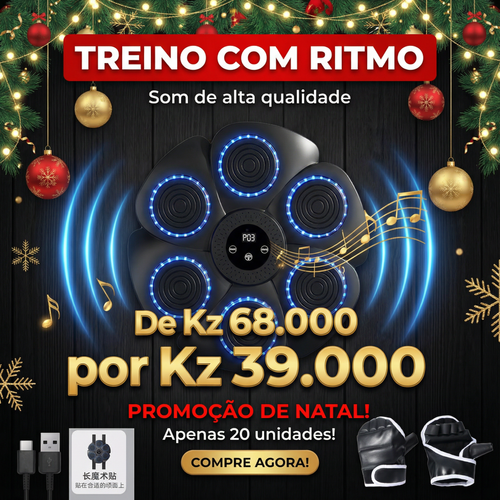 🥊🔥Luanda 🏋️‍♂️🏠Alvo de Boxe Suspenso Inteligente 🎧 Bluetooth + Ritmo Musical + Luz LED RGB👊🎶