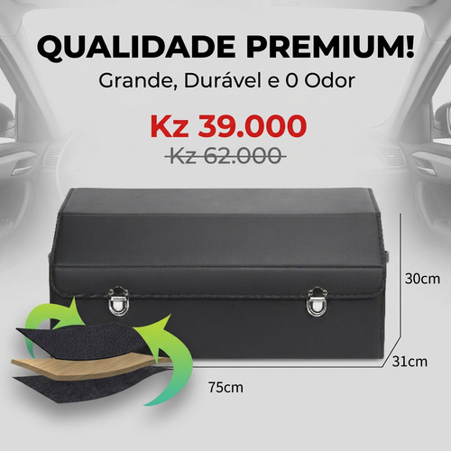 🇦🇴🔥 Luanda 🚘✨ Caixa Organizadora para Porta-Malas 💼 Grande Capacidade 📦 Dobrável e fácil guardar 💎 Couro elegante 🚘 Mantém carro sempre limpo