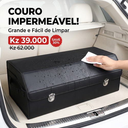 🇦🇴🔥 Luanda 🚘✨ Caixa Organizadora para Porta-Malas 💼 Grande Capacidade 📦 Dobrável e fácil guardar 💎 Couro elegante 🚘 Mantém carro sempre limpo