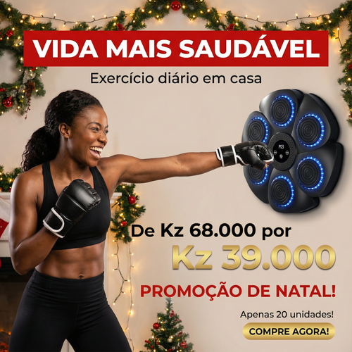 🥊🔥Luanda 🏋️‍♂️🏠Alvo de Boxe Suspenso Inteligente 🎧 Bluetooth + Ritmo Musical + Luz LED RGB👊🎶