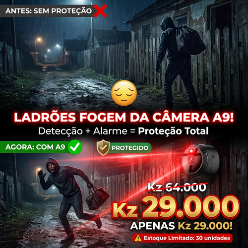 👁️📷 Luanda | Câmara A9 HD Grande Angular — Pequena no Tamanho 🔍 —Visão Grande Angular 👀 — Imagem HD Clara 🌙 — Monitorização Interior & Exterior 🏠🚪 — Proteção Antirroubo 24h ⏰