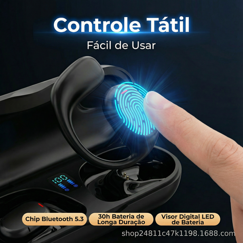 Luanda 💪🎶 | Auricular Bluetooth Sem Fios 🎧 Ideal para Desporto 🏃‍♂️, Chamadas Claras 📞 e Uso Diário Som Claro 🔊 | Bateria de Longa Duração 🔋 | Display Digital 📊