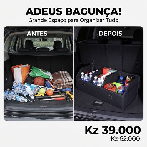 🇦🇴🔥 Luanda 🚘✨ Caixa Organizadora para Porta-Malas 💼 Grande Capacidade 📦 Dobrável e fácil guardar 💎 Couro elegante 🚘 Mantém carro sempre limpo