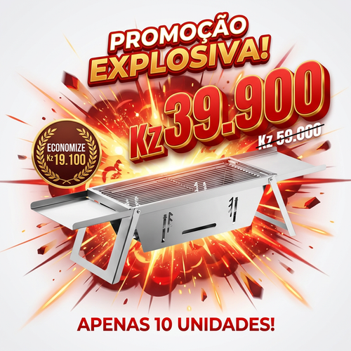 🇦🇴 OFERTA LUANDA!🔥 — Churrasqueira Dobrável em Aço Inoxidável! — 🥩 Perfeita para Carne e Frango! — 🌳 Ideal para Família e Amigos!— Ideal para Jardim e Praia! — 🔥 Fácil de Montar e Transportar! — 🚚 Entrega Grátis + COD!