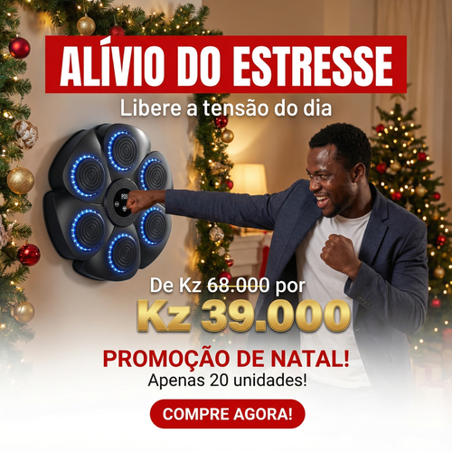 🥊🔥Luanda 🏋️‍♂️🏠Alvo de Boxe Suspenso Inteligente 🎧 Bluetooth + Ritmo Musical + Luz LED RGB👊🎶