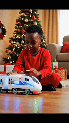 🎄 Luanda🎁 Brinquedo de Trem Elétrico Realista🚄 –Presente ideal para crianças curiosas!🎁