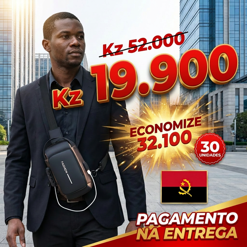 🚨🔥🇦🇴 PROMOÇÃO ESPECIAL LUANDA!—🔒🛡️Bolsa Peitoral Masculina com Cadeado + Porta USB 🔋⚡—📱💼Grande Capacidade para Telemóvel e Acessórios—🕶️Design Moderno e Antifurto—🚶‍♂️Perfeita para Trabalho, Passeio e Dia a Dia— Entrega Grátis + COD! 🚚