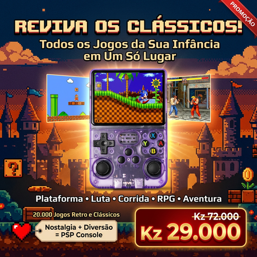 🔥🎮 Luanda | Consola HD com 20k Jogos —Sem Internet 🔌 Bateria de Longa Duração 🔋Ecrã Grande 📺— Leve e Portátil 🚶‍♂️