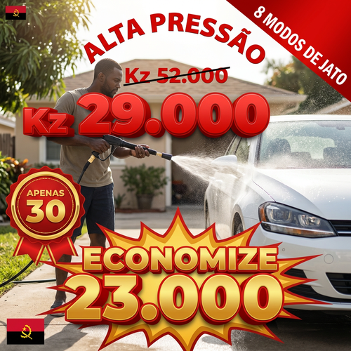 🇦🇴💦 OFERTA LUANDA!  — Pistola de Alta Pressão! — 🚿Estica Automaticamente 3x! 💪 Perfeita para Lavar Carro 🚗 e Regar Jardim 🏡 — Forte e Compacta! ✨