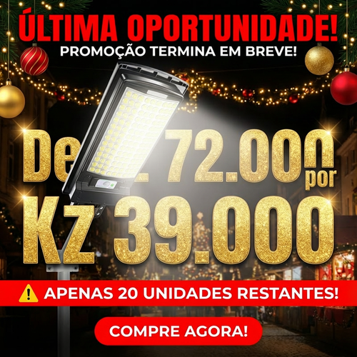 🌞💡Luanda ☀️✨ Lâmpada Solar Integrada Super Brilhante ⚡✨ — Sensor Inteligente 🚶‍♂️📡 e À Prova de Água 🌧️💦 — Carrega de Dia 🔋☀️, Ilumina à Noite 🌙✨